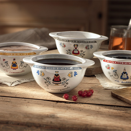 Ensemble Vaisselle Pour 4 – Assiettes Et Bols En Céramique – Style Pois Multicolore