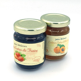 Lot de 2 - Confitures extra Fraises et Abricots