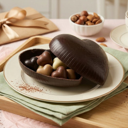 Coeur en chocolat noir garni spécial Fête des Mères