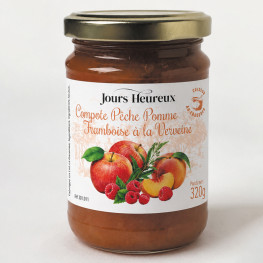 Lot de 2 Compotes Pêche Pomme Framboise Verveine