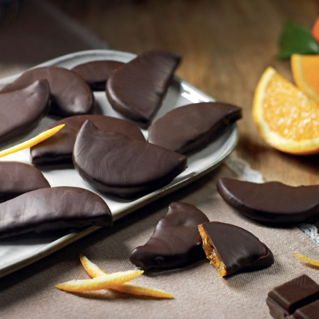Quartiers d'Oranges enrobés de Chocolat Noir