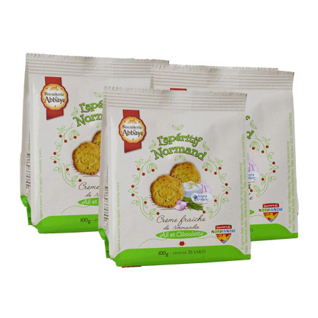 Lot de 3 - Sablés pur beurre à la crème d'Isigny-ail-ciboulette